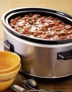 Chili--turkey or beef--is perfect in the slow cooker. Chili--turkey or beef--is perfect in the slow cooker.