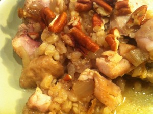 chicken with barley & pecans